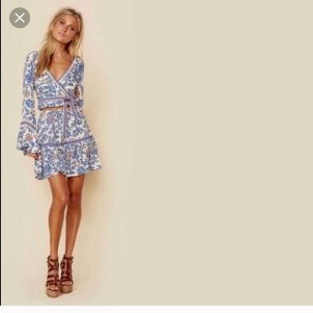 SPELL Ettione Monaco wrap crop w drawstring skirt